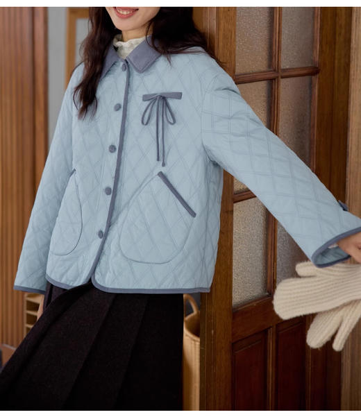 裁缝学苑AS421复古撞色翻领菱格棉服外套纸样女装上衣短款新款棉衣样板 商品图3