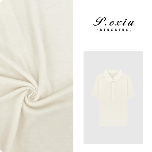 03-4潘依绣丁丁宠粉PanYiXiu/潘依绣【马卡龙】100%羊毛软糯质感Polo领短袖T恤 W-62385 商品图0