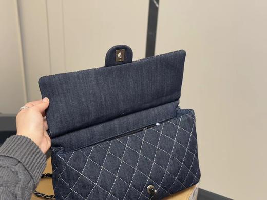 D020948双C金扣中古牛仔外缝线斜挎包 商品图12