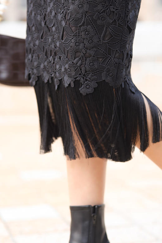 逸红颜 #明月优选 胡笙 重工蕾丝流苏半裙 时髦优雅Lady 商品图10