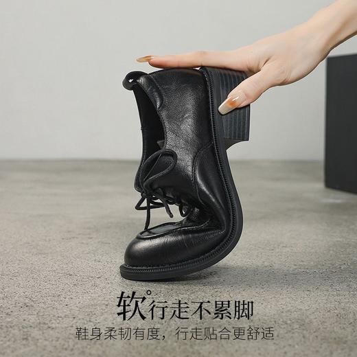ZHR真皮单鞋女2025新款简约英伦小皮鞋时尚ins乐福鞋系带软底单鞋 商品图3