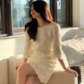 顺丰包邮洛诗琳41123法式镂空连衣裙2025春季新款气质蕾丝裙273