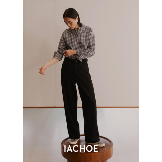 棉仓3561504013-IACHOE圆领黑白小众格子衬衫 商品图4