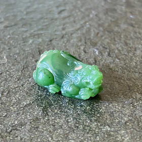 和田玉（碧玉-菠菜绿）挂件--貔貅7.372g/25.5*17*12mm
