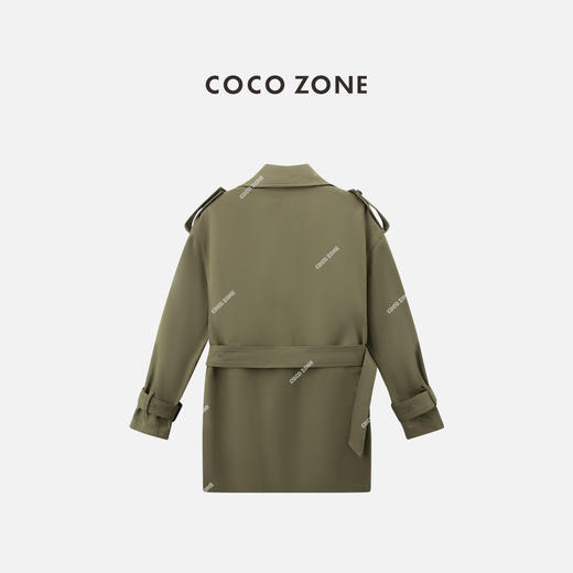 COCO ZONE "绿色风衣"翻驳领通勤双排扣设计上衣CD1A0276 商品图1
