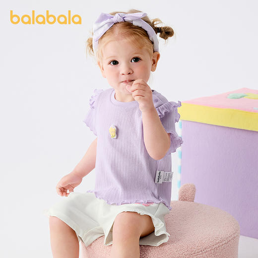 【爆品主推】巴拉巴拉宝宝短袖t恤婴儿女童上衣2025新款夏装甜美精致洋气舒适 商品图1