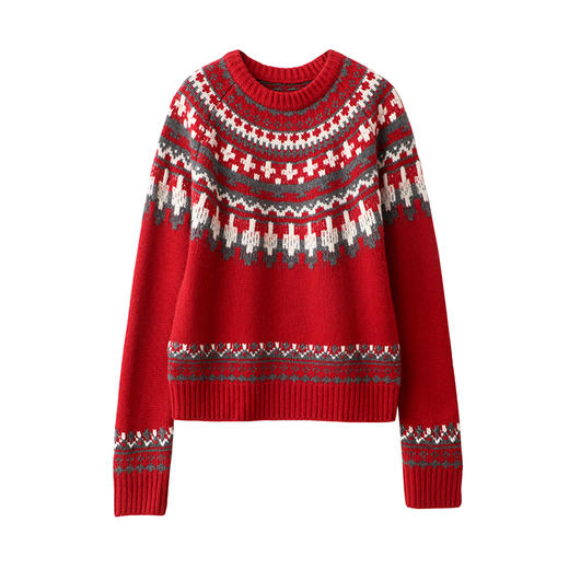 IN AND ON 冬日暖阳 100%绵羊毛费尔岛圆领加厚毛衣  55010 商品图2