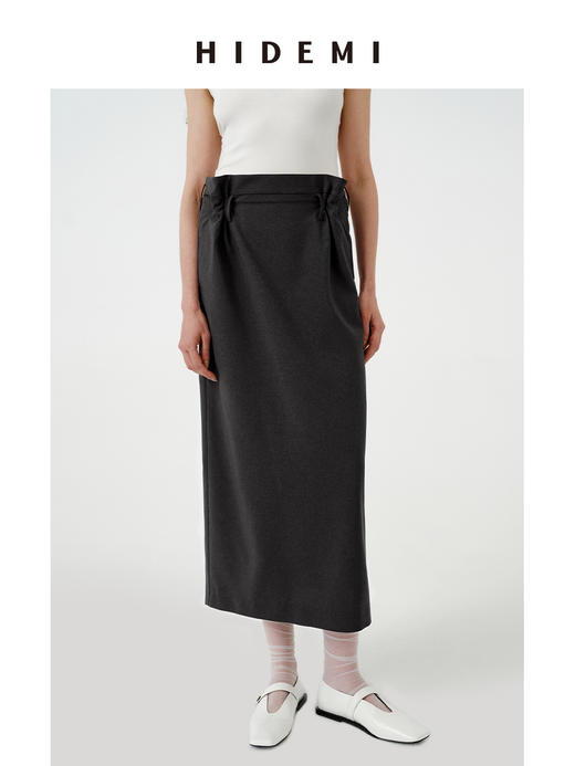 HIDEMI 【当当同款】立裁设计感进口日本纱线花苞内白边腰头H型百搭半身裙 商品图6
