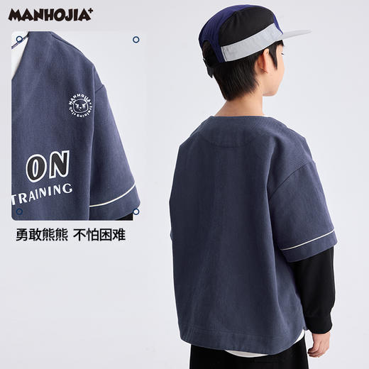 【熊朋友】漫画家25春松弛感日系假两件棒球外套 商品图2