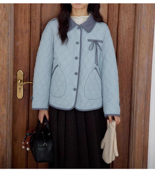 裁缝学苑AS421复古撞色翻领菱格棉服外套纸样女装上衣短款新款棉衣样板 商品图5