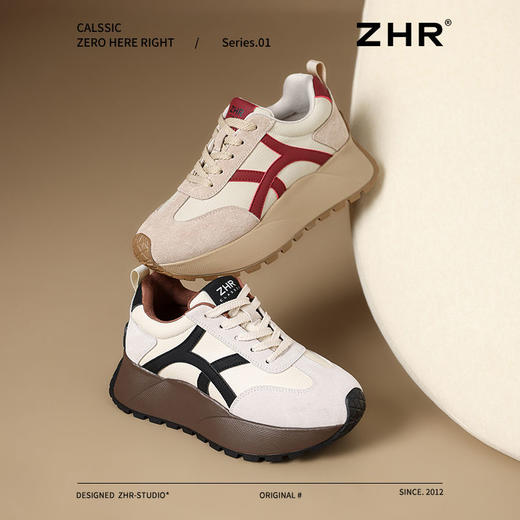 ZHR复古厚底德训鞋女2025春季新款透气弹软阿甘鞋撞色活力休闲鞋 商品图6