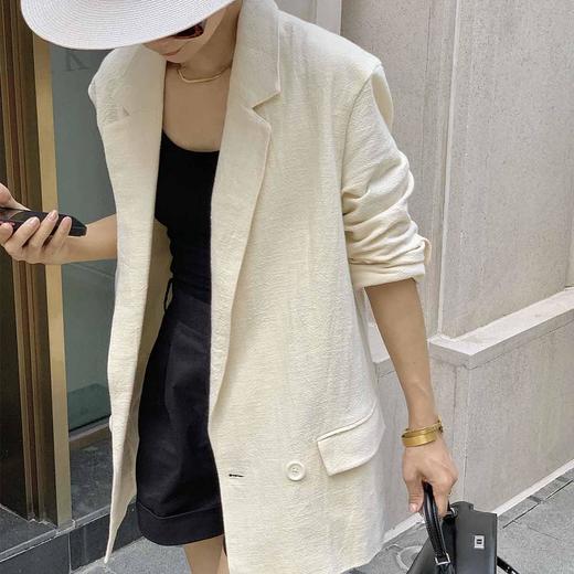 顺丰包邮洛诗琳99427极简棉质翻驳领西装外套直筒裤两件套083 商品图2