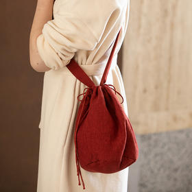 牧衣游原创 进口亚麻单肩斜挎包红色百搭 一诺【不支持会员折】