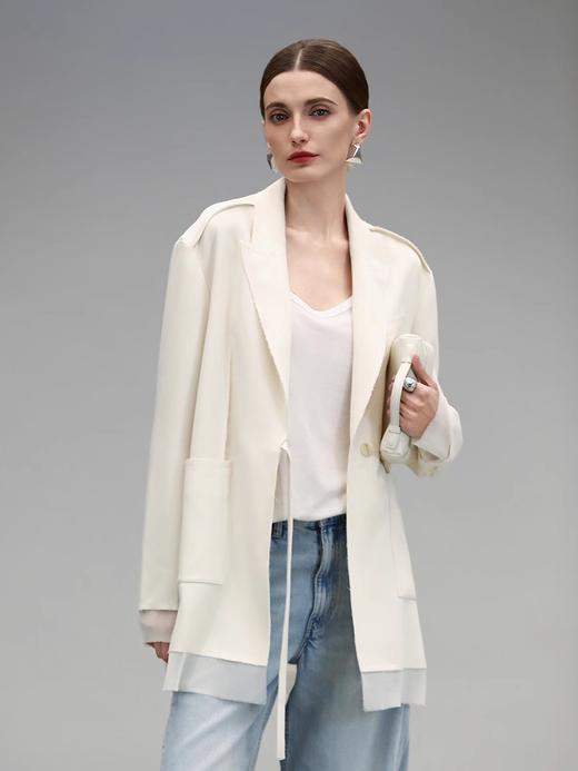 COCOBELLA[安可拉红]设计感毛边系带西装早秋气质通勤西服SI7028 商品图1