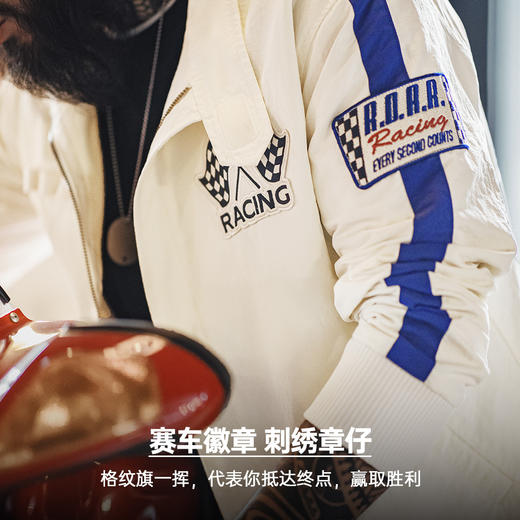 工装优选 美式复古拼色刺绣赛车夹克F1车手服休闲棒球领外套男春 商品图2