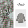 03-5潘依绣丁丁宠粉PanYiXiu/潘依绣100%棉排扣圆领复古百搭格纹衬衫 WH00289 商品缩略图0