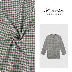 03-5潘依绣丁丁宠粉PanYiXiu/潘依绣100%棉排扣圆领复古百搭格纹衬衫 WH00289