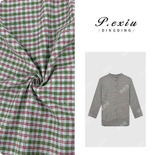 03-5潘依绣丁丁宠粉PanYiXiu/潘依绣100%棉排扣圆领复古百搭格纹衬衫 WH00289 商品图0