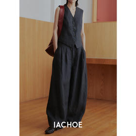 棉仓3561518011-IACHOE阔腿亚麻裤