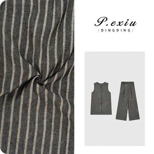 03-5潘依绣丁丁宠粉亚麻人丝复古松弛感马甲休闲裤套装 W-62705 商品图0