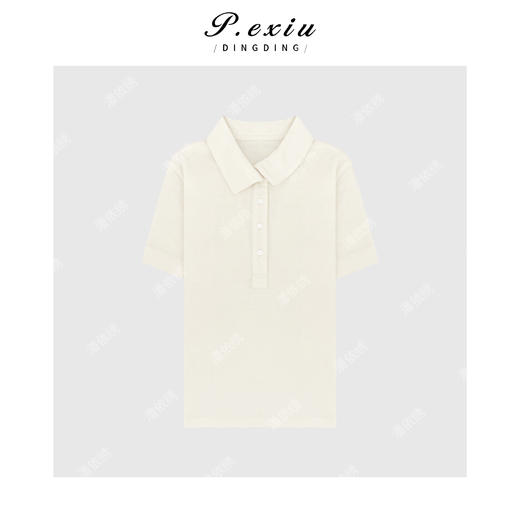 03-4潘依绣丁丁宠粉PanYiXiu/潘依绣【马卡龙】100%羊毛软糯质感Polo领短袖T恤 W-62385 商品图1