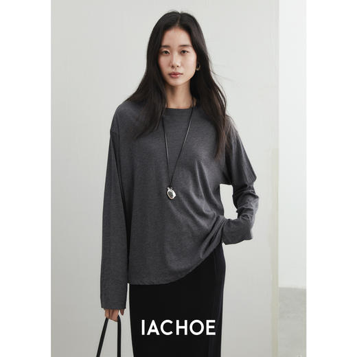 IACHOE【灵地丝T】纯色宽松T恤3561501004 商品图4