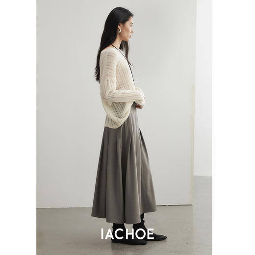 棉仓3561517004-IACHOE【灰色蔷薇】百褶裙中长款显瘦 商品图3