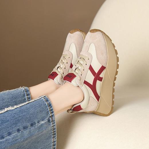 ZHR复古厚底德训鞋女2025春季新款透气弹软阿甘鞋撞色活力休闲鞋 商品图9