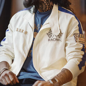 工装优选 美式复古拼色刺绣赛车夹克F1车手服休闲棒球领外套男春