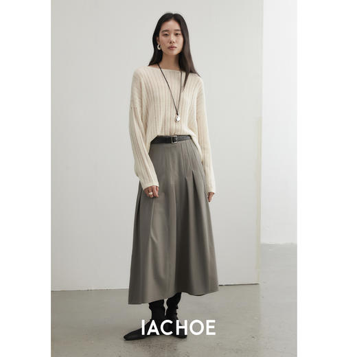 棉仓3561517004-IACHOE【灰色蔷薇】百褶裙中长款显瘦 商品图4