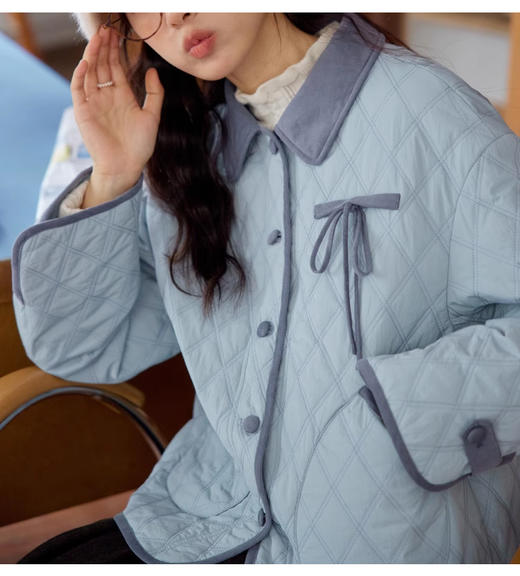 裁缝学苑AS421复古撞色翻领菱格棉服外套纸样女装上衣短款新款棉衣样板 商品图7