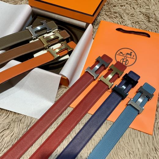 马家 御用进口Epsom&Swift皮 ，定制精钢五金 真金电镀 激光镌刻LOGO ，双面自由切换使用！🎁配全套专柜包装 ，宽:3.2cm 和3.8cm 商品图2