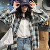 顺丰包邮洛诗琳40911春季新款美式复古格子拼接牛仔休闲衬衫479 商品缩略图2