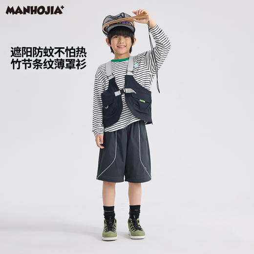 【熊朋友】漫画家25春微孔透气竹节条纹防蚊不怕晒罩衫 商品图1