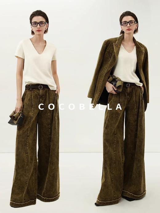COCOBELLA环保水洗灯芯绒阔腿裤25春女宽松直筒休闲裤PA7043 商品图4
