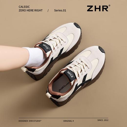 ZHR复古厚底德训鞋女2025春季新款透气弹软阿甘鞋撞色活力休闲鞋 商品图4