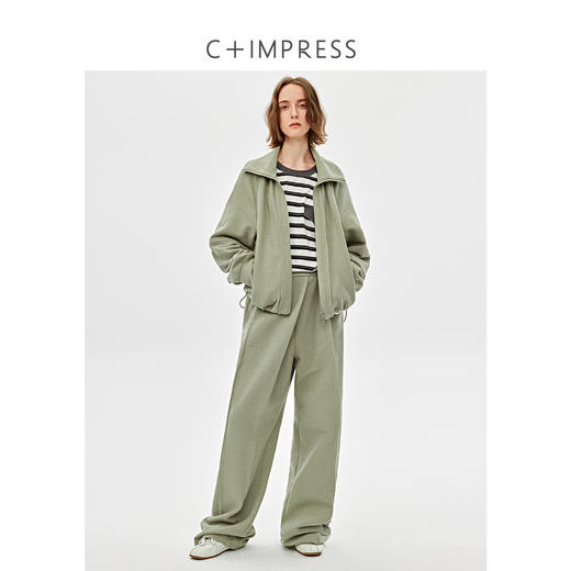 可造型翻领松弛感拉链轻休闲肌理感外套/时髦解构阔腿裤2025春WT2501016 商品图1