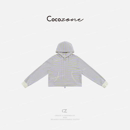 COCO ZONE 2025早春撞色条纹抽绳连帽卫衣CD1A0145 商品图0
