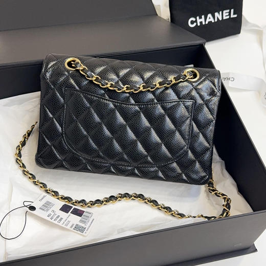 Chanel CF 黑金 荔枝纹牛皮 小号 单肩包 商品图1