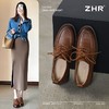 ZHR真皮单鞋女2025新款简约英伦小皮鞋时尚ins乐福鞋系带软底单鞋 商品缩略图1