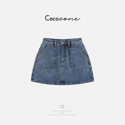 COCO ZONE 100棉春季复古小众显瘦气质牛仔短裙CD1A0056 商品图0