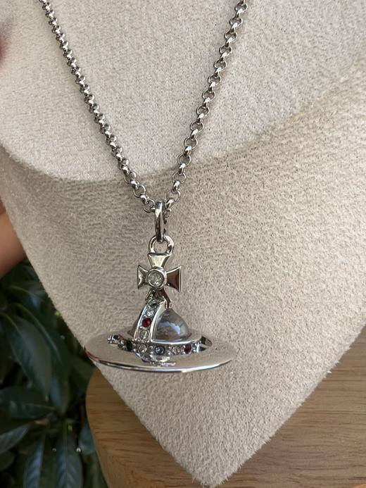 29-4圆正 无包装 浪漫琉璃星球 ORB限定 立体土星彩钻 中号星球项链 商品图7