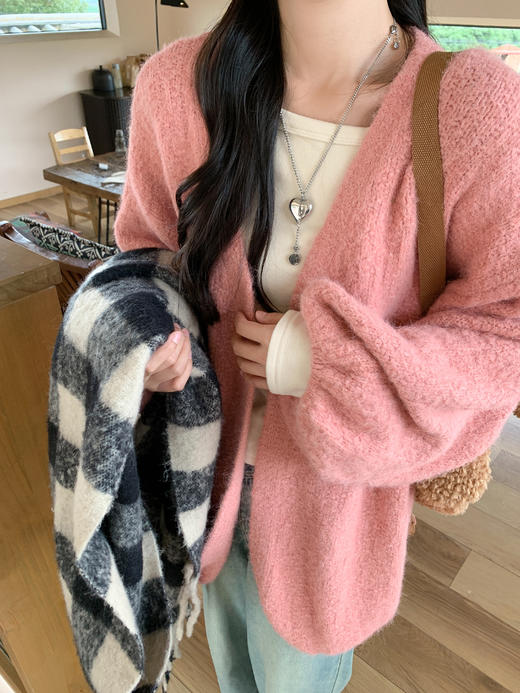【269元任选2件】现货！成本巨贵，拍下包赚！韩系甜美温柔粉色宽松显瘦毛衣开衫 商品图10