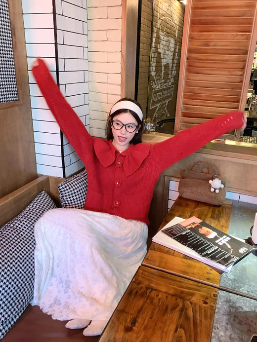 <曾小咸推荐>荷叶边领毛衣开衫 日常219.99/件 立减130 秒杀89.99/件！！ 商品图5