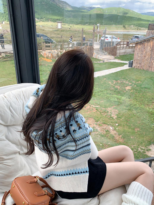 <曾小咸推荐>慵懒休闲蓝色半拉链polo领宽松毛衣 日常189.99 立减90 秒杀99.99！！ 商品图6