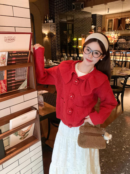 <曾小咸推荐>荷叶边领毛衣开衫 日常219.99/件 立减130 秒杀89.99/件！！ 商品图8