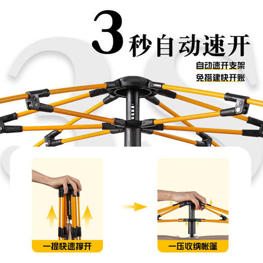 【1秒速开！全自动露营帐篷】轻便出行，赠送原装收纳袋，野餐户外野营全自动防水防晒防蚊蚊帐便携帐篷 商品图3