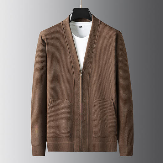 【新款DSL】大依优型大码男士开衫深V长袖卫衣男加肥加大运动外套针织衫外套 商品图7