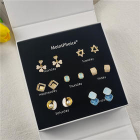 【女神的饰品】MointPhoice一周耳钉 （925银针）情人节女神节 独家爆品 每天不重样~礼盒包装 MP-07