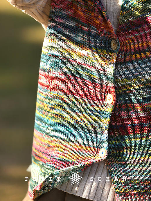 PETIT SCHAN小闪 CLO#725 Wild wind 旷野的风 新疆长绒棉纯棉渐变无袖针织开衫春夏法式度假感花衫马甲背心 商品图4